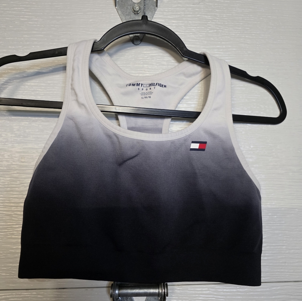 Tommy Hilfiger Ombre Racerback Sports Bra - Black & White